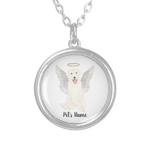 White Labrador Sympathy Memorial Silver Plated Necklace