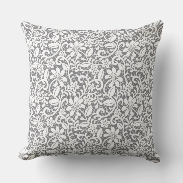 White Lace 1 Throw Pillow (Front)