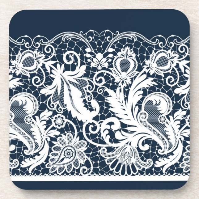 White lace 2 beverage coaster (Front)