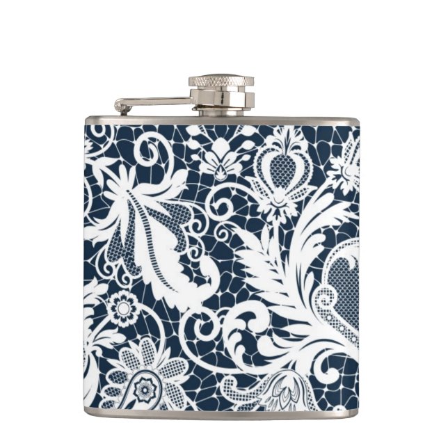 White lace 2 hip flask (Front)