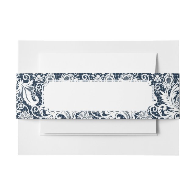 White lace 2 invitation belly band (Front Example)