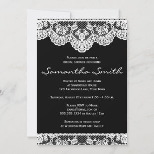 White Lace and Black Bridal Shower Invite
