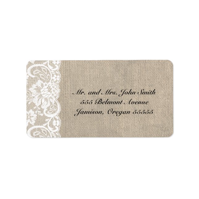 White Lace and Burlap Address Labels (Front)