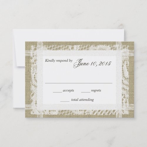White Lace and Burlap Response Card