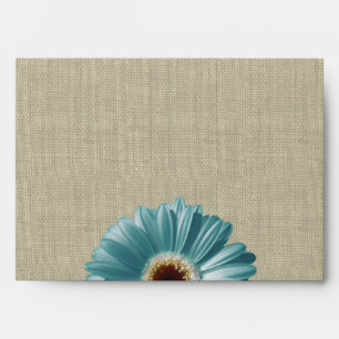 White Lace and Burlap with Teal Daisy Envelope
