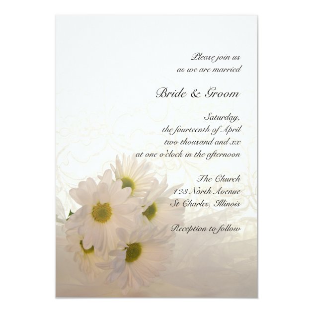 White Lace And Daisies Wedding Invitation