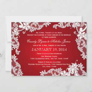 White Lace and Ruby Wedding Invitation