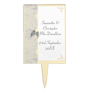 White Lace Any Color Traditional Lace Wedding Cake Topper by personalized_wedding at Zazzle