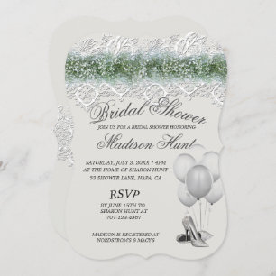 White Lace & Babies Breath Bridal Shower Invitation
