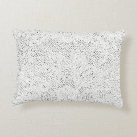 White Lace Background Decorative Pillow