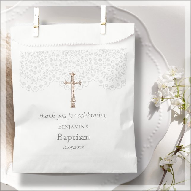 White Lace Baptism Thank You  Favor Bag (Creator Uploaded)