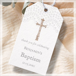 White Lace Baptism Thank You Favor Gift Tags
