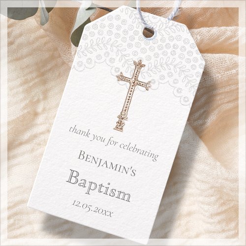 White Lace Baptism Thank You Favor Gift Tags