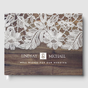 White Lace   Barn Wood Wedding Guest Book