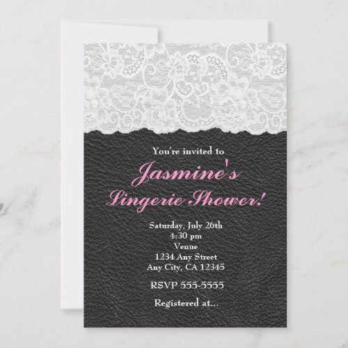 White Lace  Black Leather Party Invitation