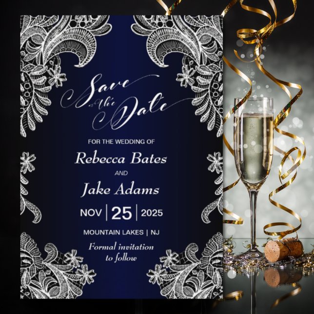 White Lace Blue Save the Date (Creator Uploaded)