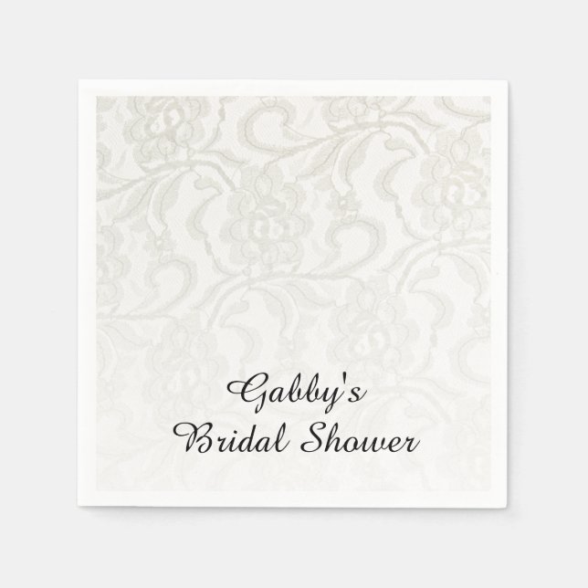 White Lace Bridal Shower Napkins (Front)