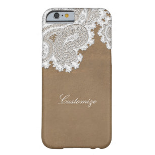 White Lace & Brown Elegant Country Rustic Barely There iPhone 6 Case