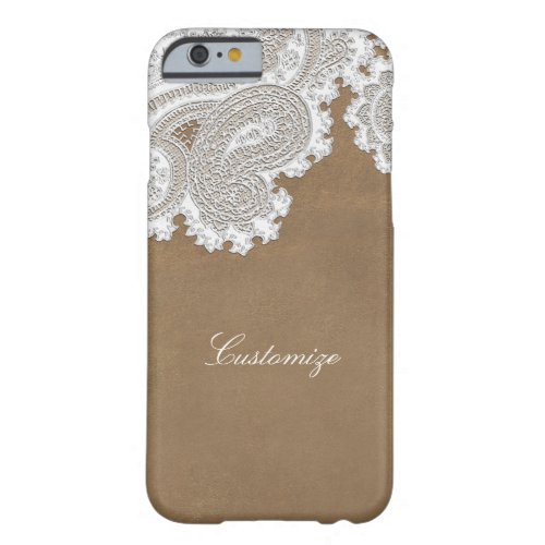 White Lace  Brown Elegant Country Rustic Barely There iPhone 6 Case