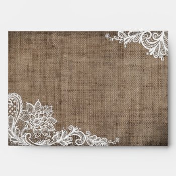 White Lace Burlap Modern Goth Wedding Envelopes by NouDesigns at Zazzle