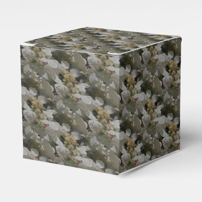 White Lace Cap Hydrangea Flowers       Favor Boxes (Front Side)