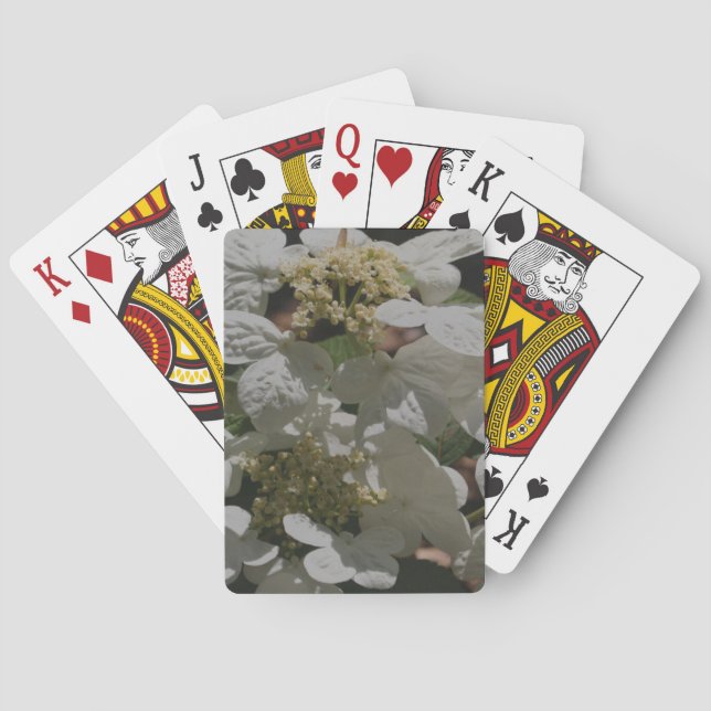 White Lace Cap Hydrangea Flowers  Poker Cards (Back)