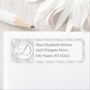 White Lace Catholic Monogrammed Wedding Address Label