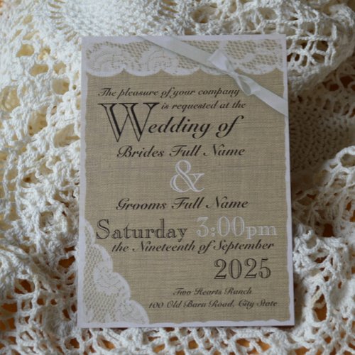 Antique White Lace Country Wedding Invite