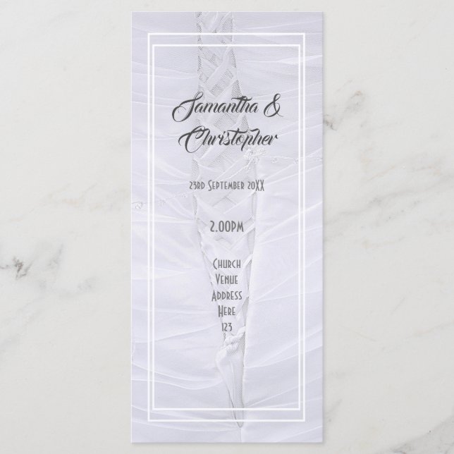 White lace dress church wedding program (Front)