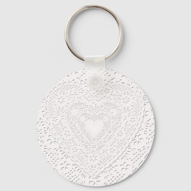 White Lace Fabric  Background Template Keychain (Front)