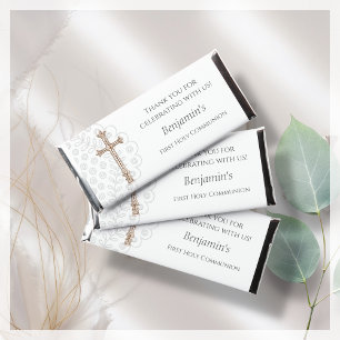White Lace First Holy Communion Hershey Bar Favors