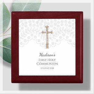 White Lace First Holy Communion Rosary Gift Box