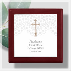 White Lace First Holy Communion Rosary Gift Box at Zazzle