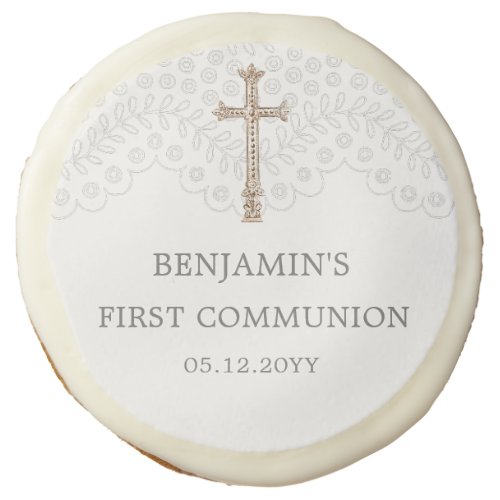 White Lace  First Holy Communion Sugar Cookie