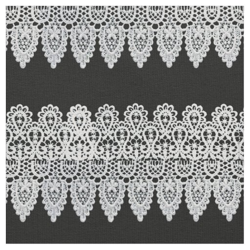 White lace forms a delicate border against black fabric