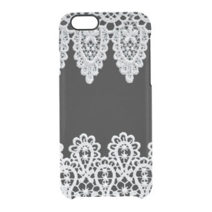 White lace forms a delicate border against black clear iPhone 6/6S case