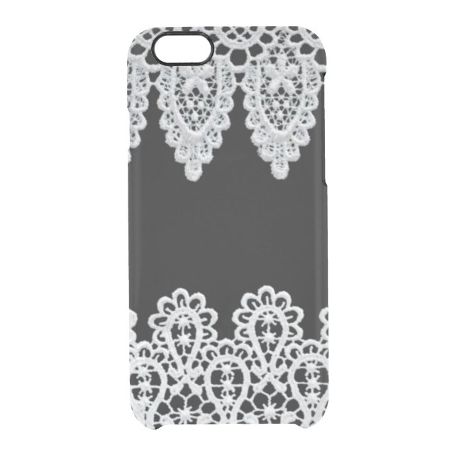 White lace forms a delicate border against black uncommon iPhone case (Back)