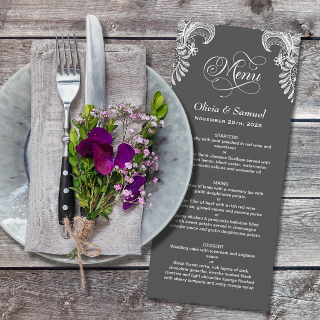 White Lace Grey Wedding Menu (Creator Uploaded)