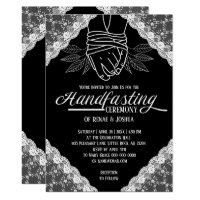 White Lace Handfasting Bound Hands Wedding Invitation