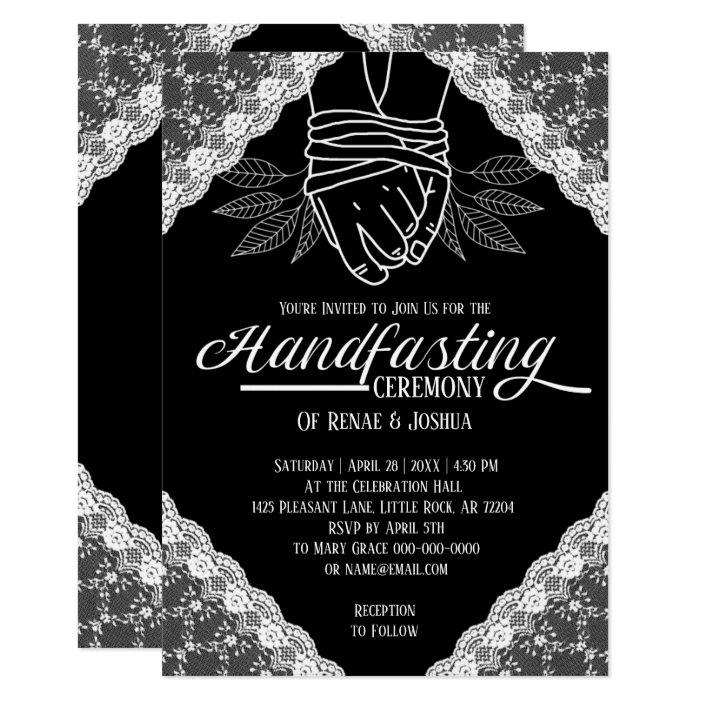White Lace Handfasting Bound Hands Wedding Invitation | Zazzle.com