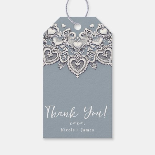 White Lace Hearts Romantic Charm Bridal Shower  Gift Tags