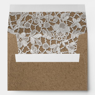 White Lace Kraft Paper Custom Wedding Envelopes