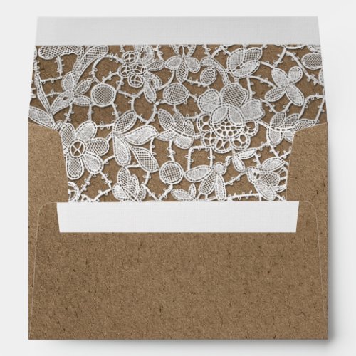 White Lace  Kraft Paper Custom Wedding Envelopes