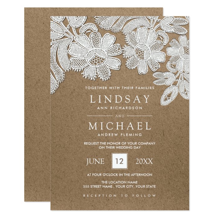 brown kraft paper wedding invitations