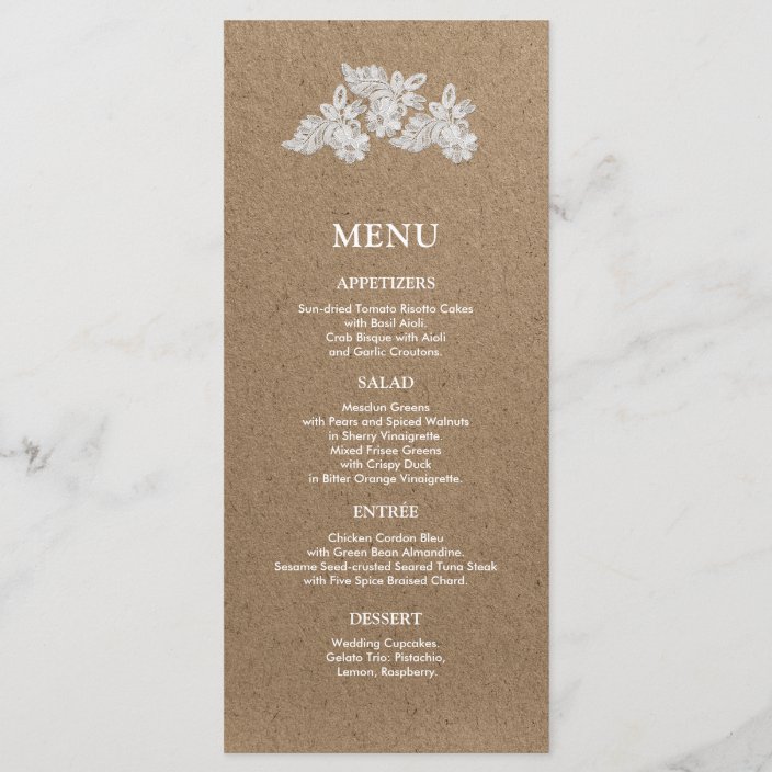 kraft paper menu