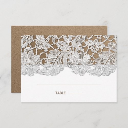 White Lace  Kraft Paper Wedding Table Place Cards