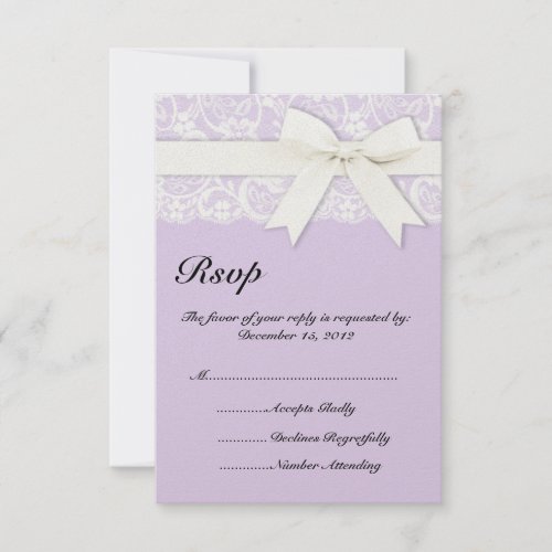 White Lace Lilac Purple Wedding Invitation