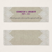 White Lace Linen Vintage Wedding Favor Card (Front & Back)
