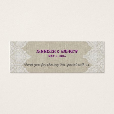 White Lace Linen Vintage Wedding Favor Card