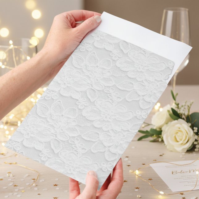 White Lace Look Wedding  Envelope Mailers (Creator Uploaded)